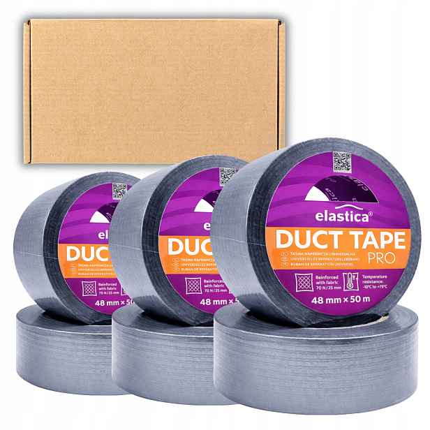 24x Opravná Páska Duct Tape Pro 48x50 m Montážní Vyztužená Stříbrná