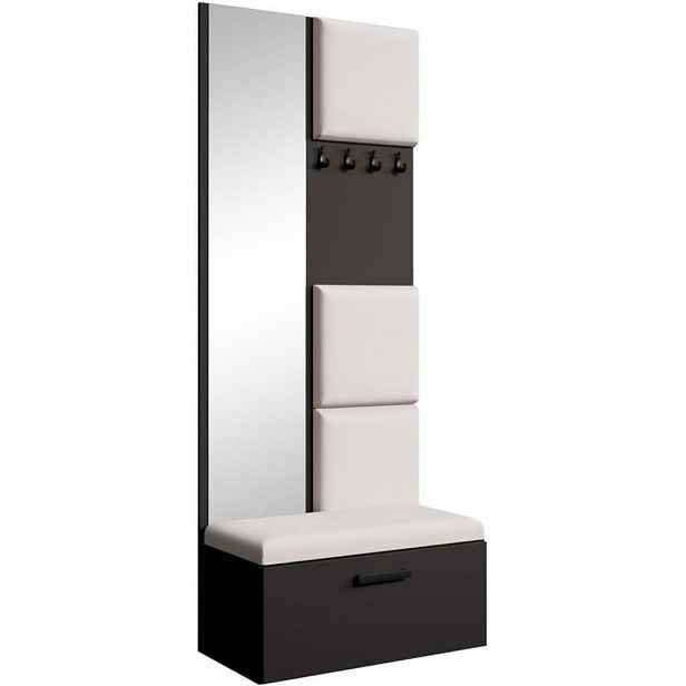 Beautysofa PŘEDSÍŇOVÁ sestava Margaret III 81/203/43 s čalouněnými panely, černá|dub artisan