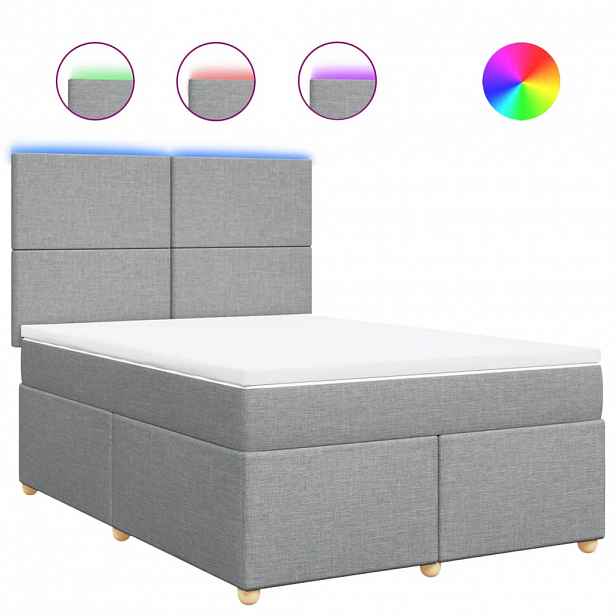 vidaXL Box spring postel s matrací světle šedá 160 x 200 cm textil