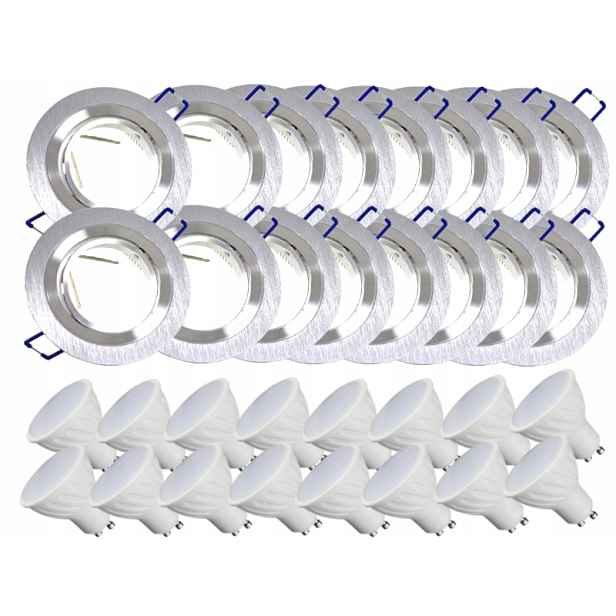16 x Hliníková Lampa Objímka Inox Ocel Kartáčovaná Led Žárovky 5W