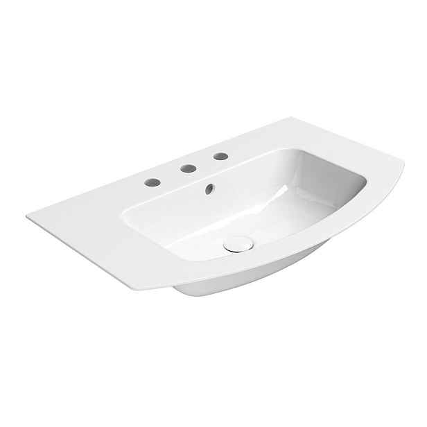 GSI PURA keramické umyvadlo Slim oblé 82x49cm, 3 otvory, bílá ExtraGlaze