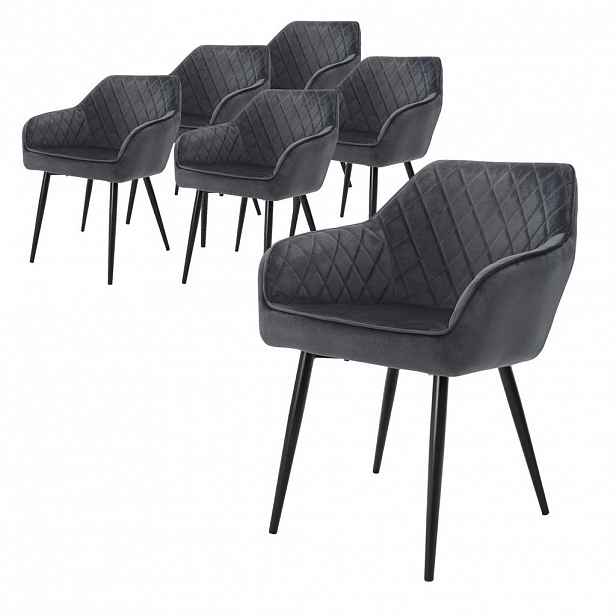 ML-DESIGN SADA 6 jídelních židlí, antracitový samet
