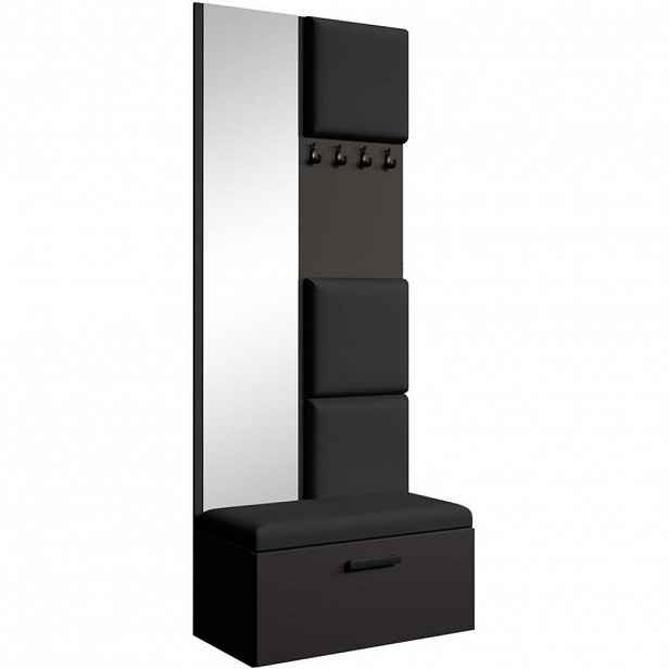 Beautysofa PŘEDSÍŇOVÁ sestava Margaret III 81/203/43 s čalouněnými panely, černá|dub artisan