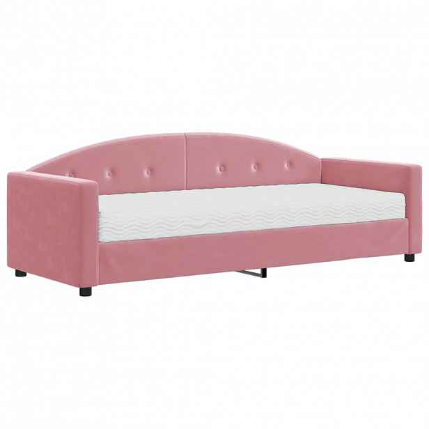 vidaXL Válenda s matrací růžová 80 x 200 cm samet