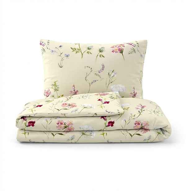 Francouzské bavlněné povlečení DELUX 200x200+70x90 BOTANICA smetanová