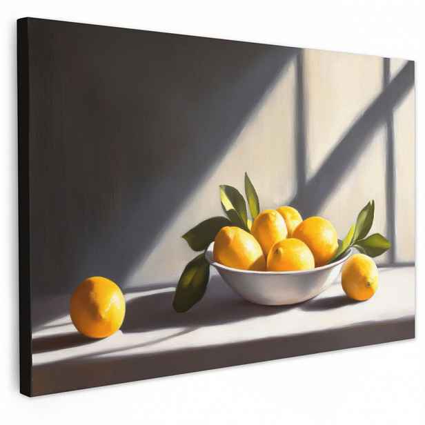 MuchoWow OBRAZ NA PLÁTNĚ Citrony - Zátiší - Žlutá 90x60 cm