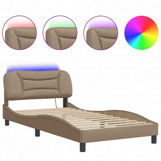 vidaXL Rám postele s LED bez matrace Hvar cappuccino 100 x 200 cm