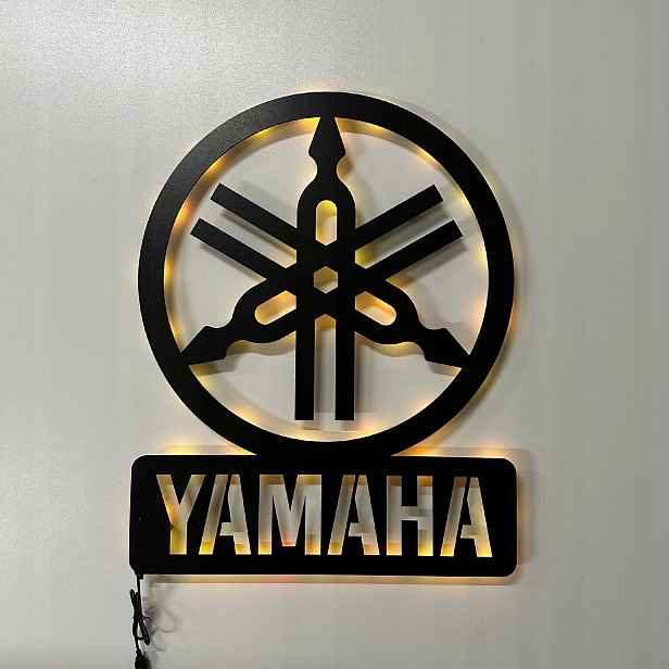 Yamaha Logo Nástěnná Dekorace Dřevěný 3D obraz Dárek Noční Lampa Led