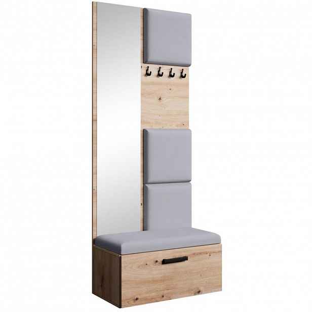 Beautysofa PŘEDSÍŇOVÁ sestava Margaret III 81/203/43 s čalouněnými panely, dub artisan|černá