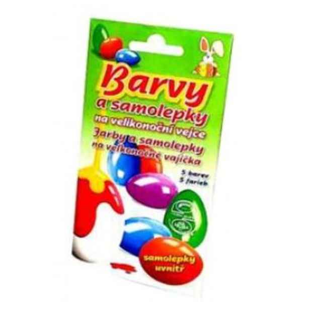 barvy na vajíčka AROCO+samolepky, 5barev,práškové