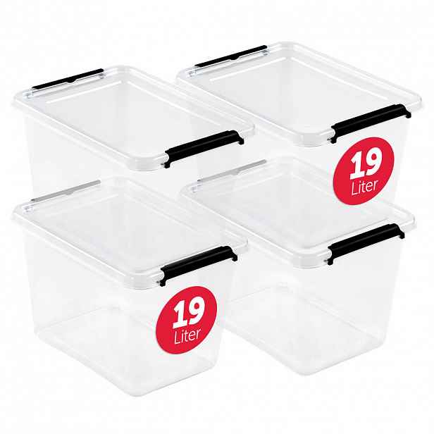 BOXXivo ÚLOŽNÉ boxy s víkem 19 l v sadě po 4 ks