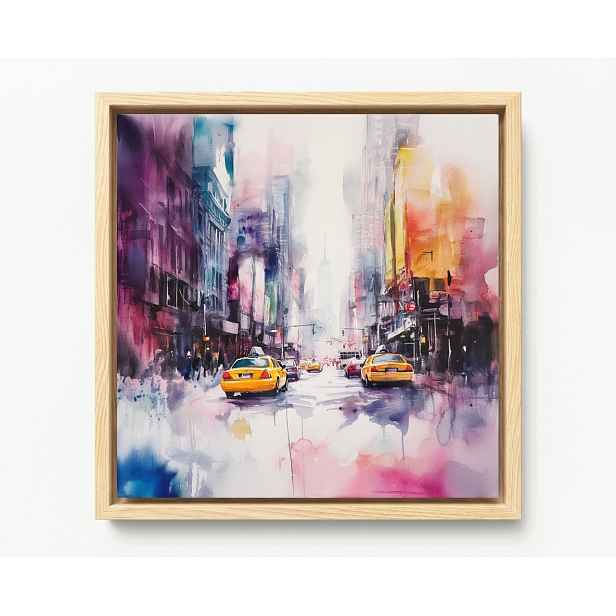 Obraz Rám American Box Město New York Ulice Auta Žluté Taxi 50x50