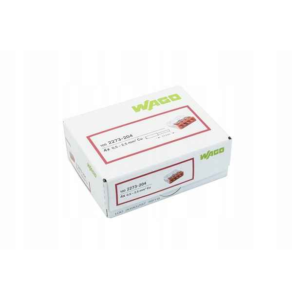 Rychlokonektor Wago 4x0,5-2,5 mm² Průhledná červená 2273-204 100 ks