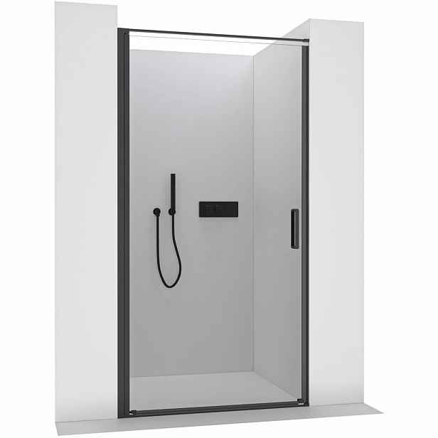 Sprchové otočné dveře Porte L/P - 8 mm - černá matná, transparentní sklo - 80x195 cm