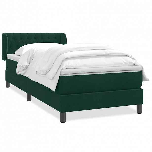 vidaXL Box spring postel s matrací tmavě zelená 80x220 cm samet