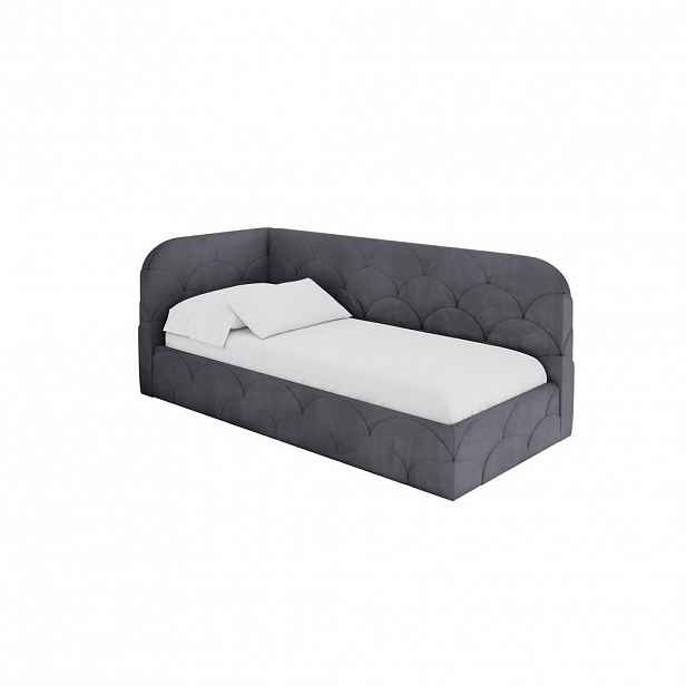 ALTDECOR JEDNOLŮŽKOVÁ POSTEL pro mládež s úložným prostorem a matrací H3/H4, vpravo - ELRY 90x200 tmavě šedá