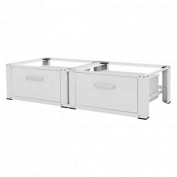 ML-DESIGN DVOJITÝ PODSTAVEC PRO PRAČKY 2 zásuvky bílý 128x53,5x31,5 cm z oceli