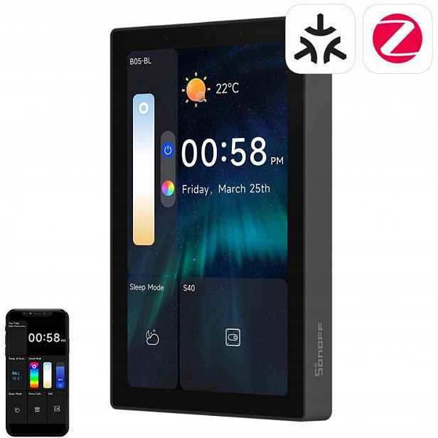 Ovládací panel Sonoff NSPanel Pro 120 WiFi Bluetooth ZigBee Matter černý