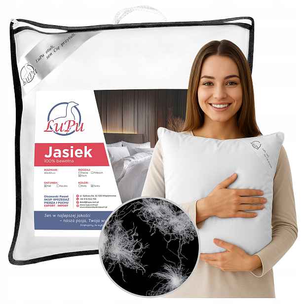 Polštář 40x40 na spaní z Husího Peří, šedý, antialergický, bílý