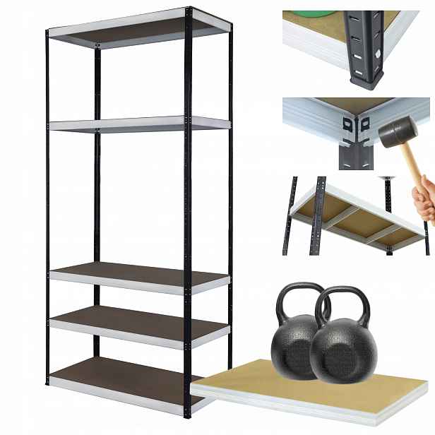 Regál kovový skladový stojan Helios 213x90x40 cm 5Px275 kg Pevný