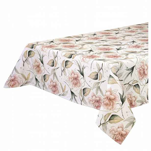 Silný ubrus odolný proti skvrnám s květinami a manžetou na 3 cm Růže 100 x 110 cm