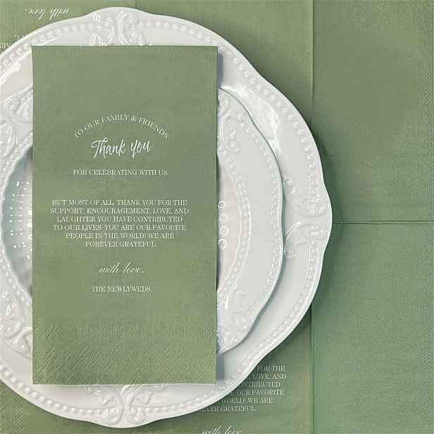 TEMU 20ks Zelené Svatební Večeřové Ubrousky - Elegantní Ubrousky pro Hosty s Tištěným Textem, 15,7x13 Palců, 2-vrstvý Papír pro Restaurace, a