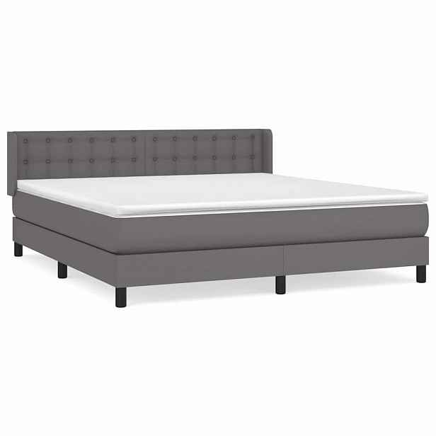 vidaXL Box spring postel s matrací šedá 160x200 cm umělá kůže