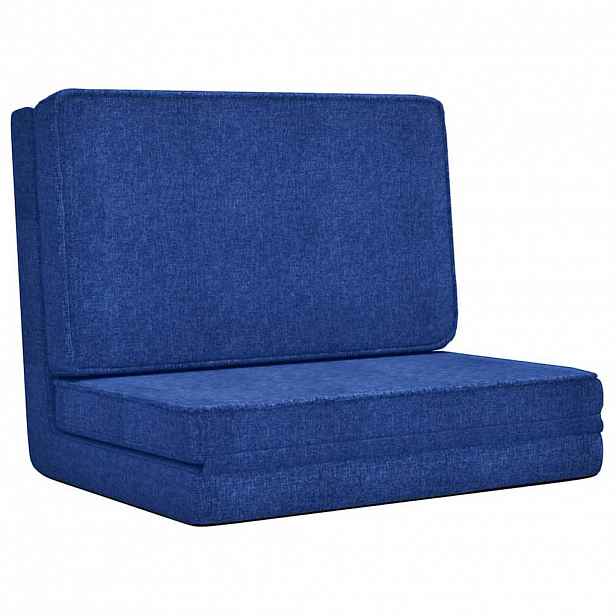 vidaXL Skládací lenoška na podlahu modrá textil