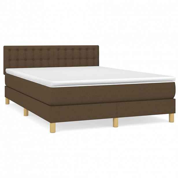 vidaXL Box spring postel s matrací tmavě hnědá 140x190 cm textil