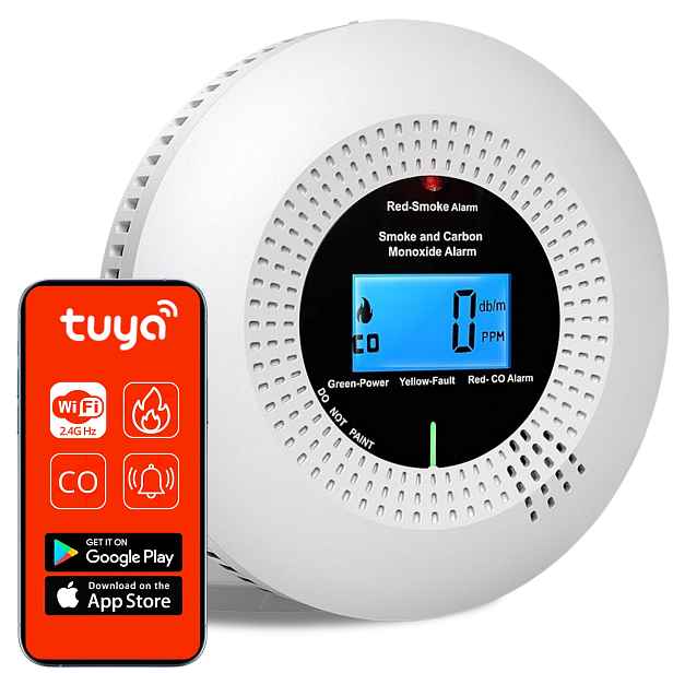 Detektor Oxidu Uhelnatého Kouře 2V1 Bezdrátový Detektor Tuya Smart Home