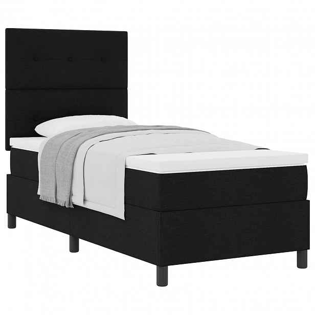 vidaXL Postel s boxspringem s čelo Černá 90 x 190 cm textil