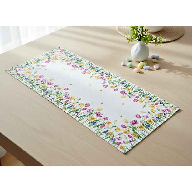 Vzorovaný ubrus - běhoun na stůl SPRING TULIPS 40x85 cm Mybesthome