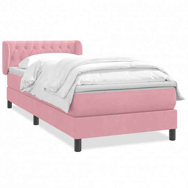 vidaXL Box spring postel s matrací růžová 80x220 cm samet