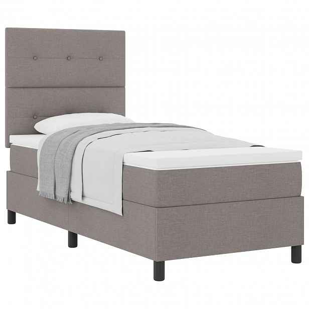 vidaXL Postel s boxspringem s čelo Taupe 90 x 190 cm textil