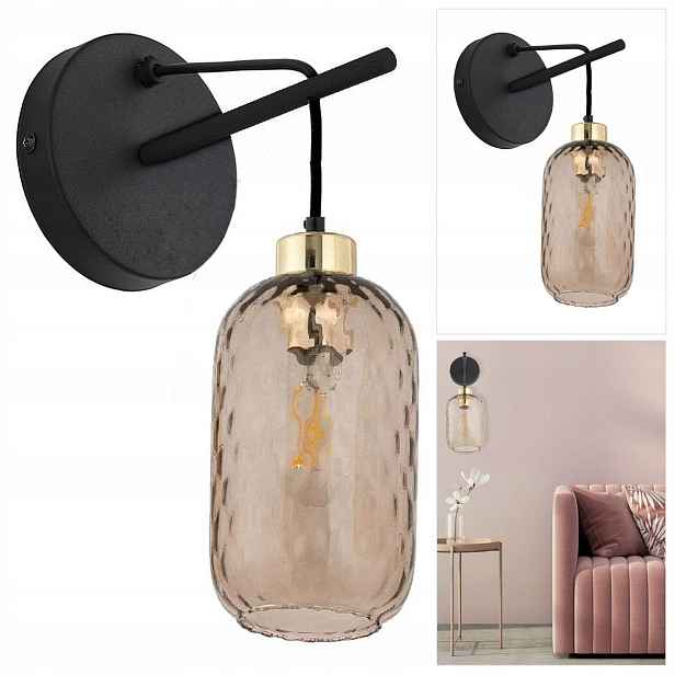 Černá nástěnná lampa Pescara s elegantním designem v pracovně Tk Lighting