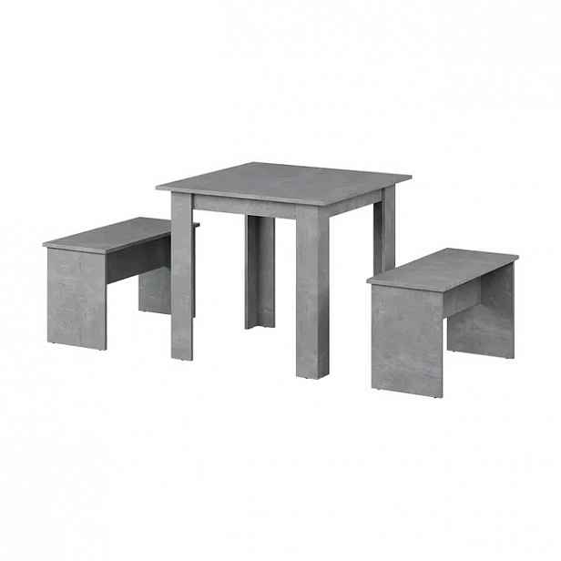 Jídelní Stůl Beton 80 X 80 CM S Lavičkami Vicco