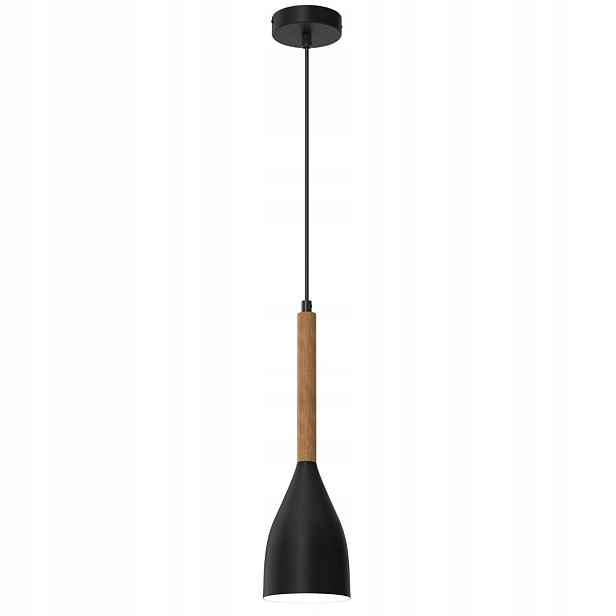 Luminex Závěsná lampa Muza New Černá E27 15W Kov/Dřevo