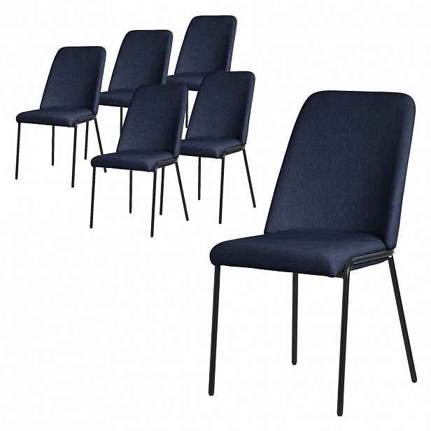 ML-DESIGN JÍDELNÍ ŽIDLE, sada 6 ks, tmavě modrá, s látkovým potahem