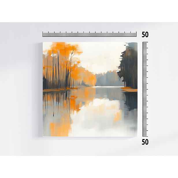 Obraz Na Plátně Canvas Krajina Venkovní Krajina Stromy Podzim Voda 50x50