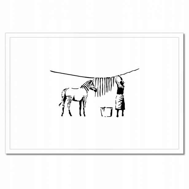 Plakáty v rámu 60x40 Praní zebry Banksy Pruhy