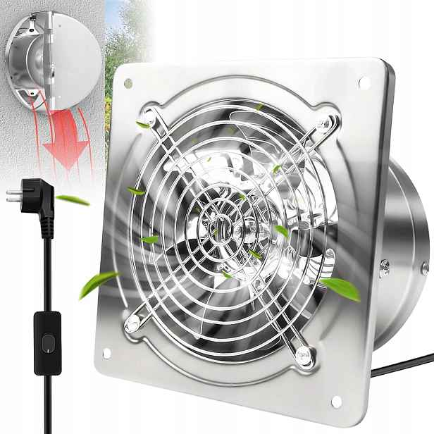 Průmyslový Nástěnný Odsávací Ventilátor 150 MM, Energeticky Úsporný, 525 M³/h