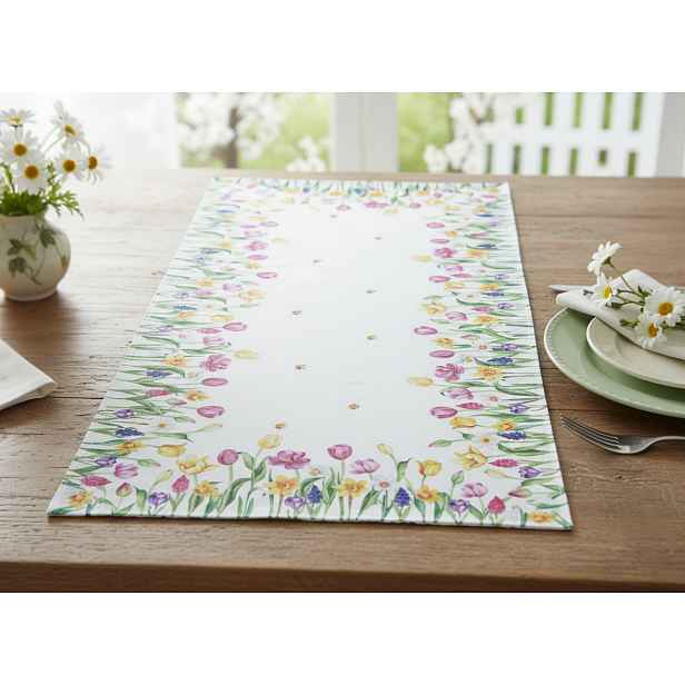 Vzorovaný ubrus - běhoun na stůl SPRING TULIPS 50x100 cm Mybesthome