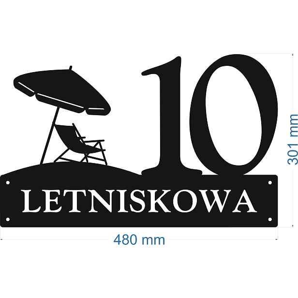 Číslo Na Dům 60 cm Tabule Adresa Ocel 2 mm Letní ul.