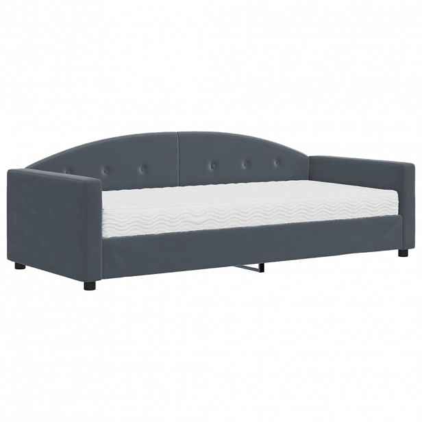 vidaXL Válenda s matrací tmavě šedá 90 x 200 cm samet