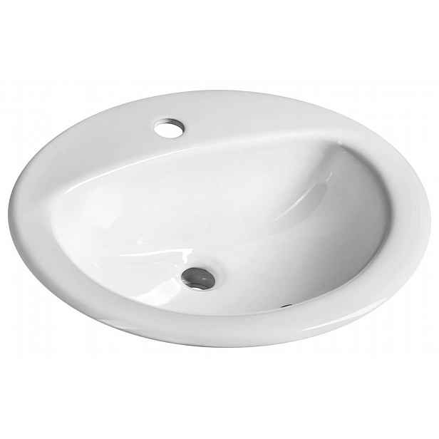 Aqualine - Umyvadlo 52x45 cm, s přepadem, otvor pro baterii, bílá 55227