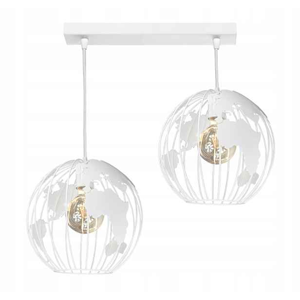Lustr Závěsné Stropní Svítidlo Globus 2 Bílá Lampa Do Obývacího Pokoje Loft Led