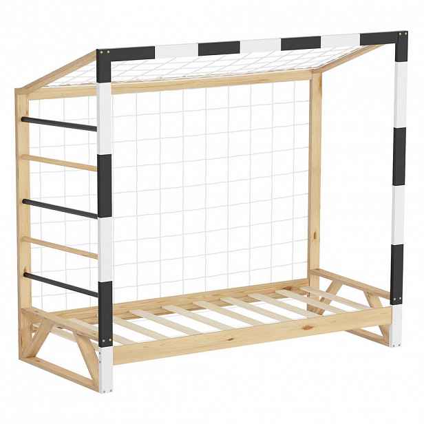 ML-DESIGN DĚTSKÁ postel ve tvaru fotbalové branky 80 x 160 cm, černobílá