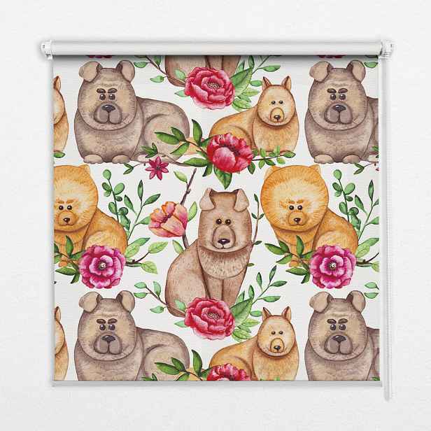 TULUP VNITŘNÍ roleta - okenní roleta - roleta - 110x140 cm - Psi mezi květinami