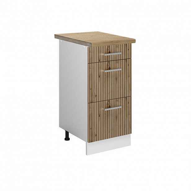 Vicco SPODNÍ SKŘÍŇKA KUCHYŇSKÉ LINKY R-Line Řemeslný dub 40 cm se zásuvkami, PD Dub