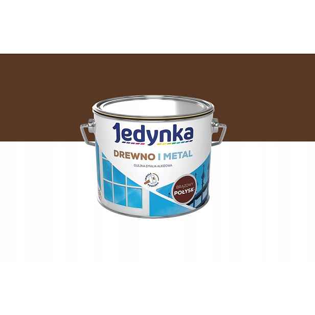Jednička Olejová alkydová smaltovaná hmota na dřevo a kov leskle hnědá 2,5L